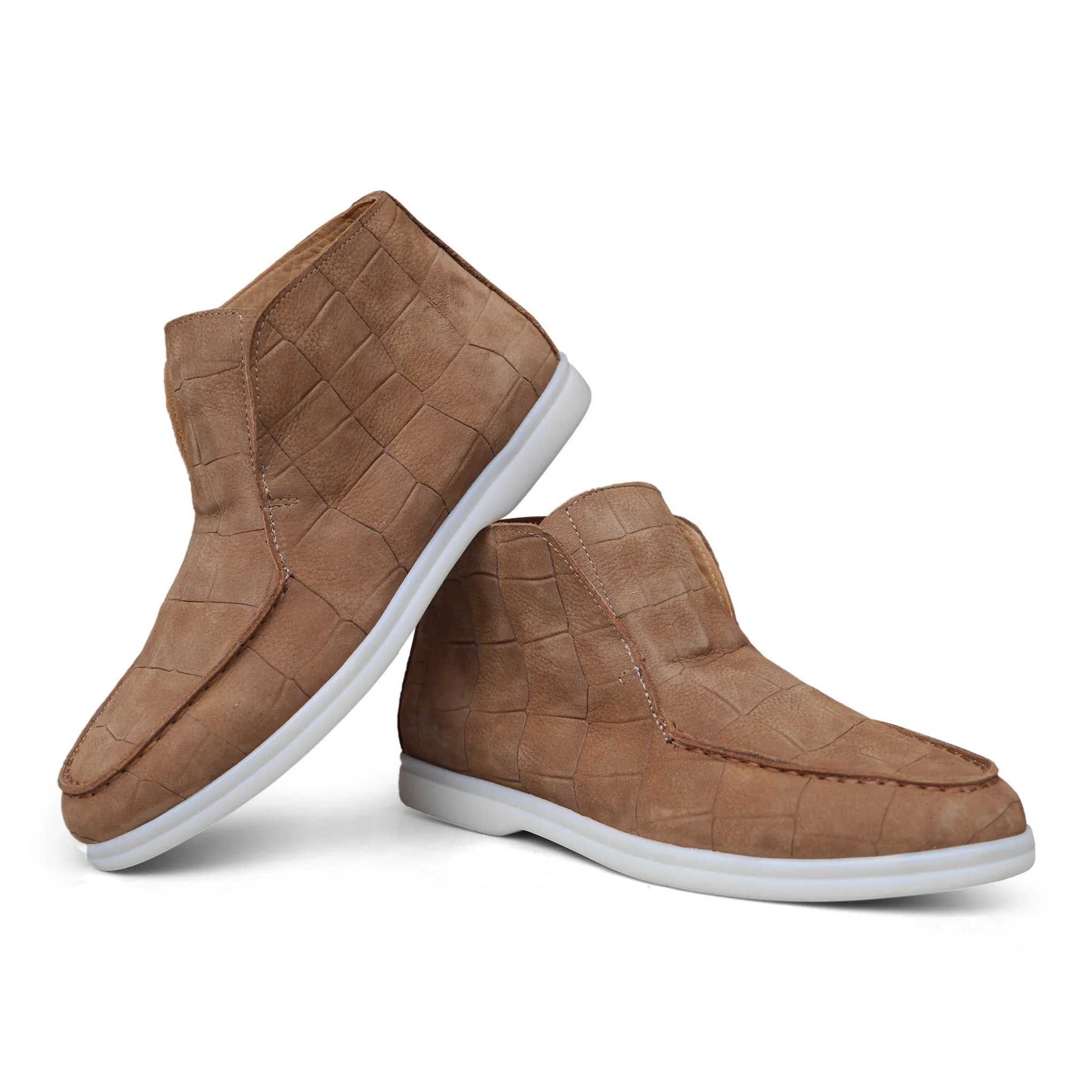 1020 - Tan Nubuck Moc Croc