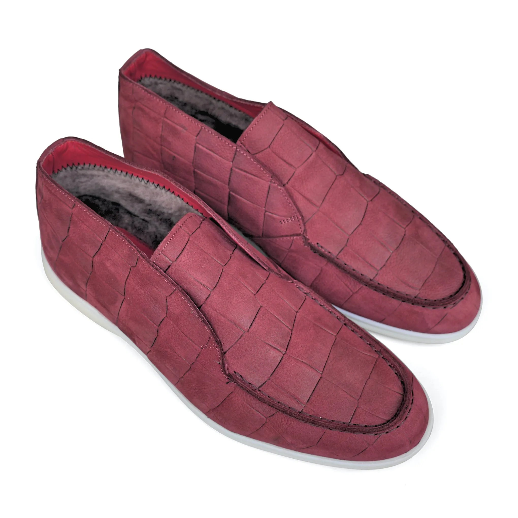 5514 - Burgundy Croc Faux Fur