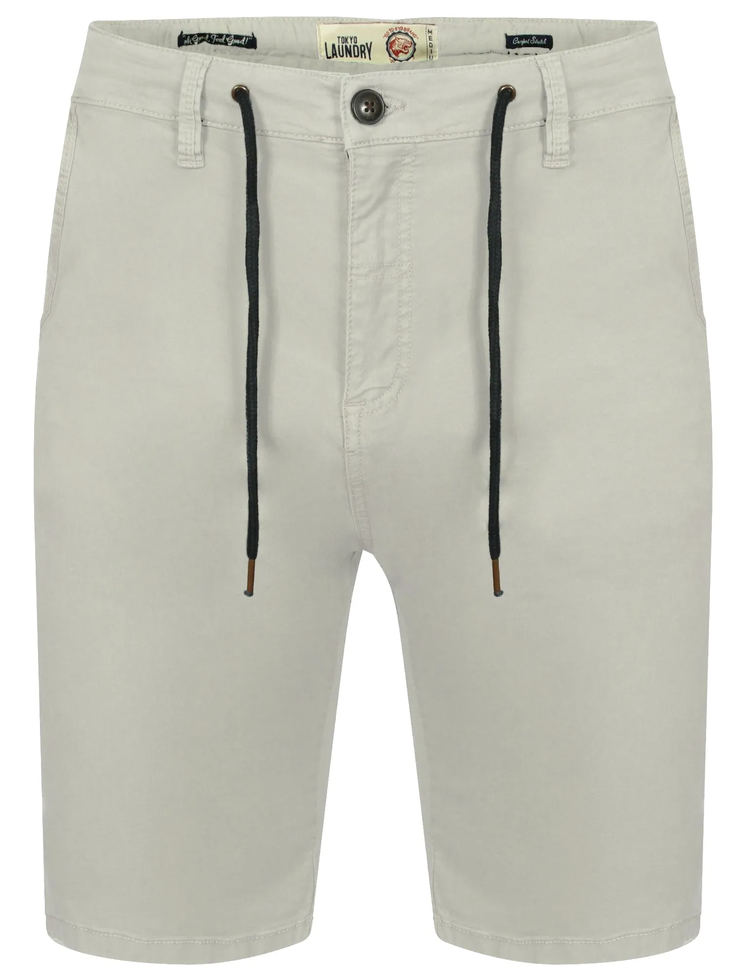 Astral Drawstring Cotton Shorts in Ivory Grey - Tokyo Laundry