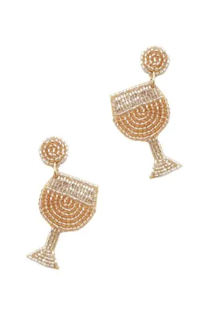 Beaded Earrings, Gold and Silver Wine Glasses