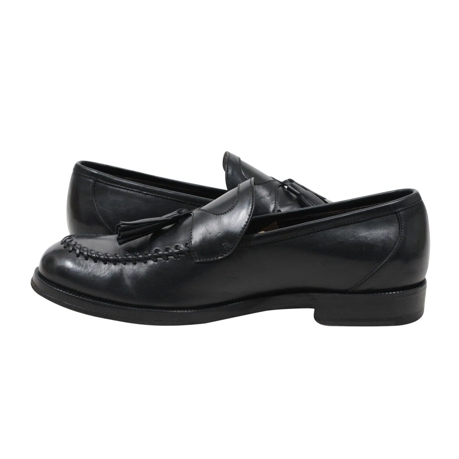 Black Leather Tassel Penny Loafers