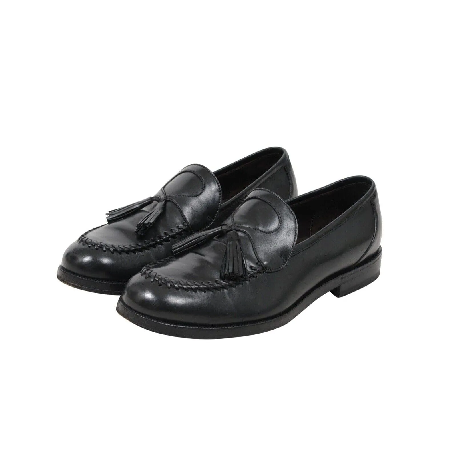 Black Leather Tassel Penny Loafers