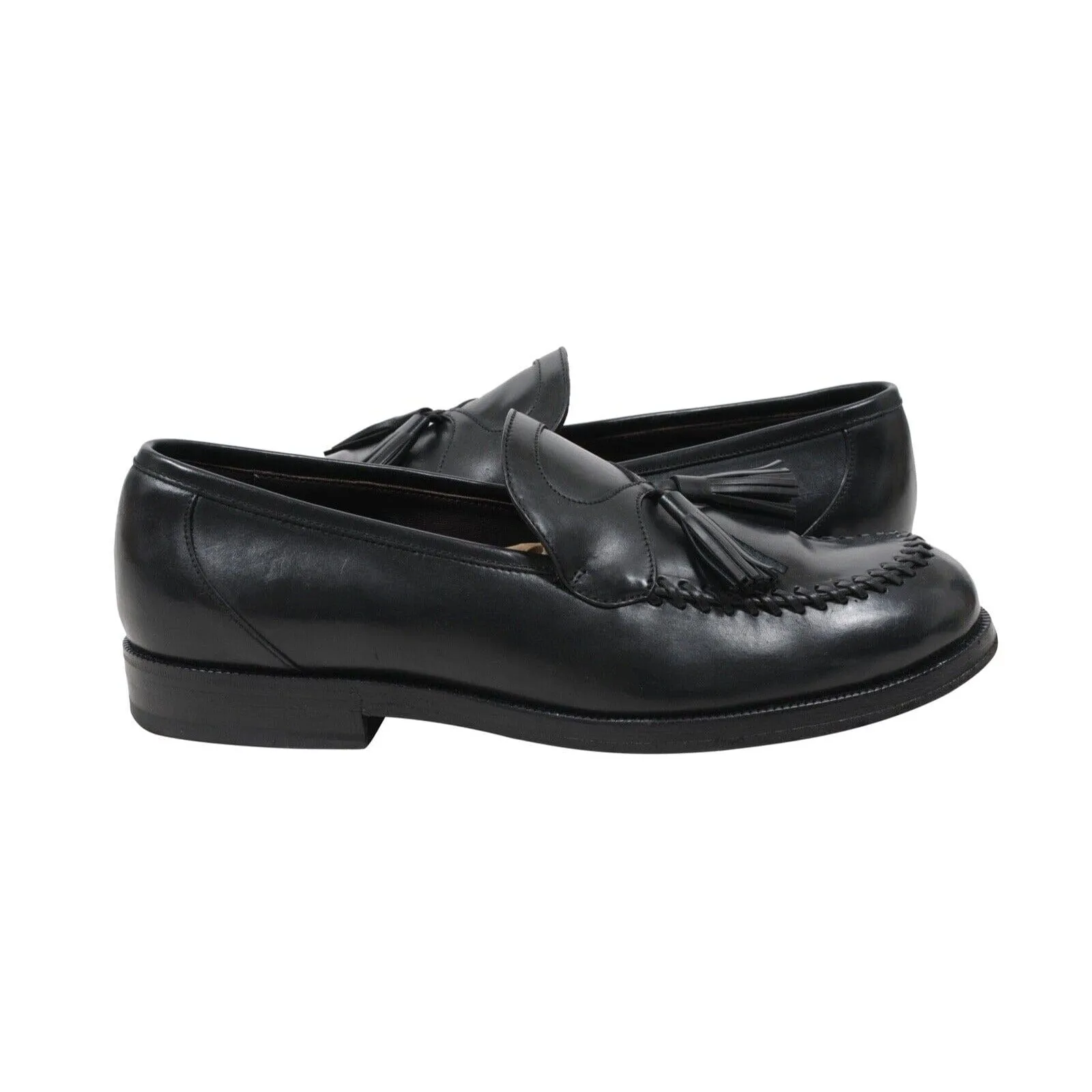 Black Leather Tassel Penny Loafers