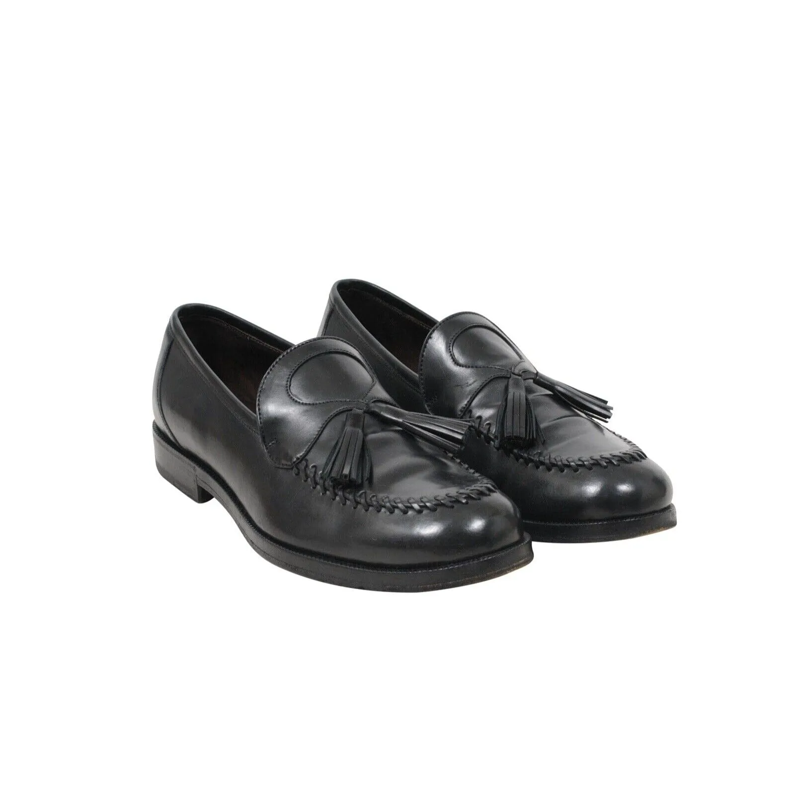 Black Leather Tassel Penny Loafers