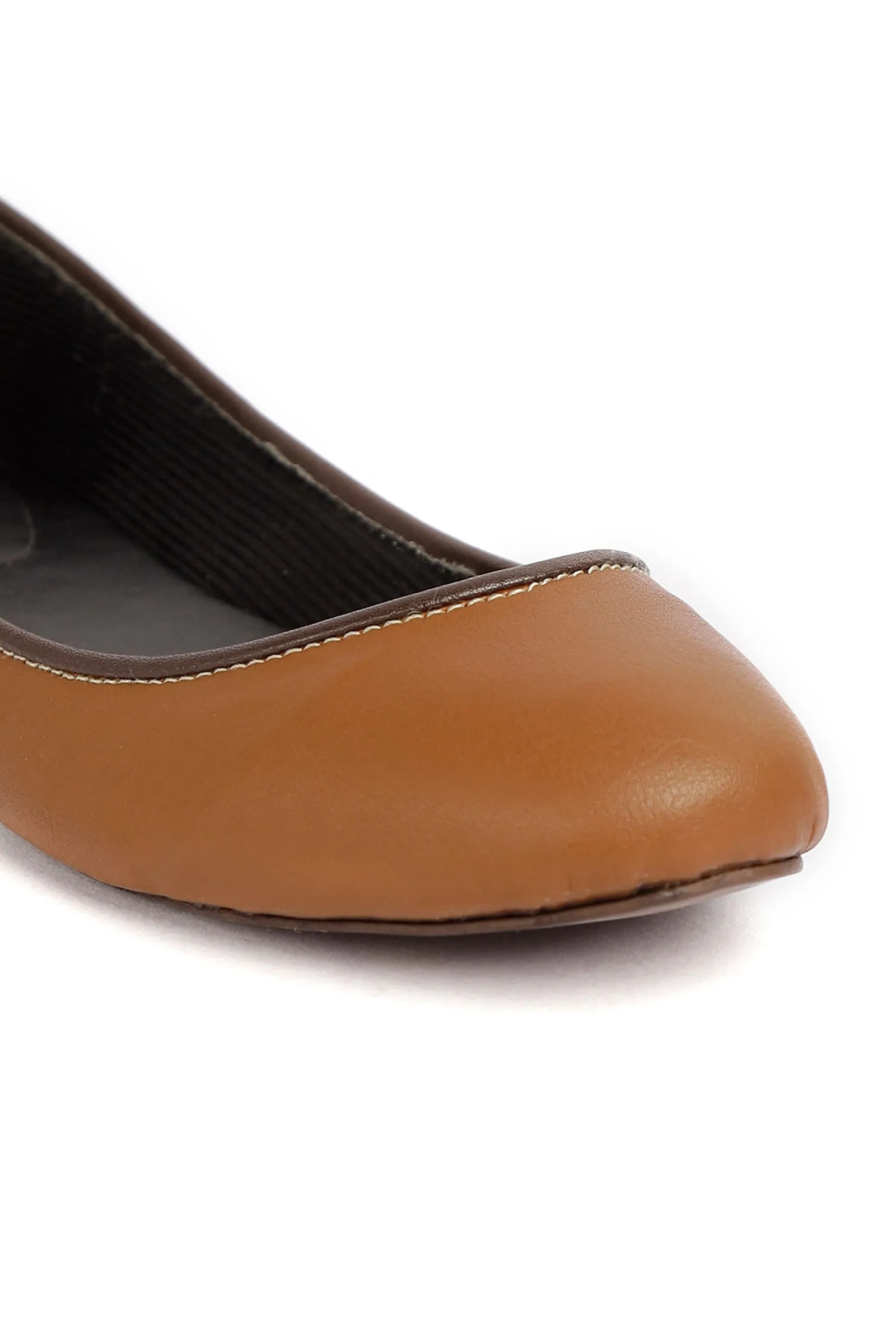 Brown Cruelty Free Leather Flat Ballerinas