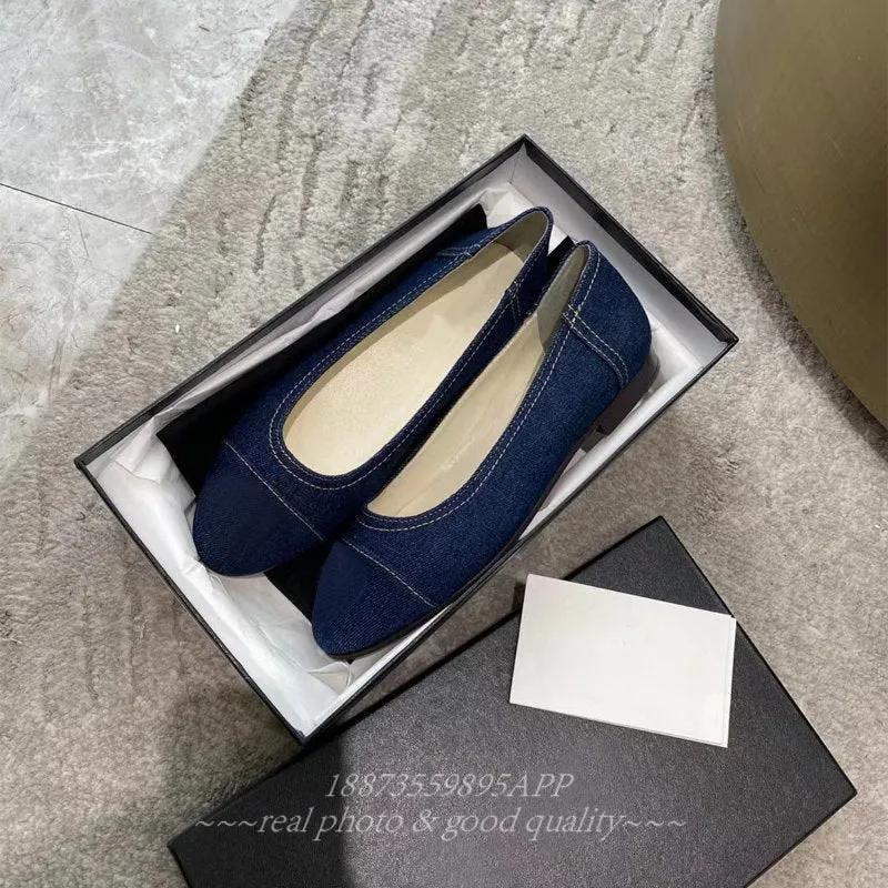 Elegant and comfortable ladies fashion shoes ladies single sole flats denim ballet flats size 34-42