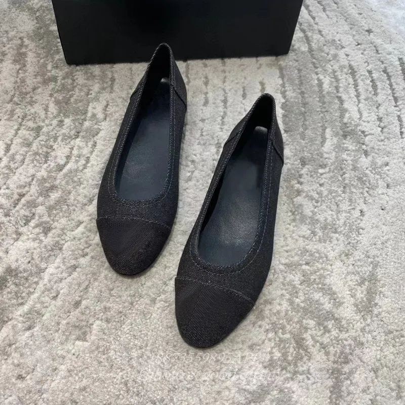 Elegant and comfortable ladies fashion shoes ladies single sole flats denim ballet flats size 34-42