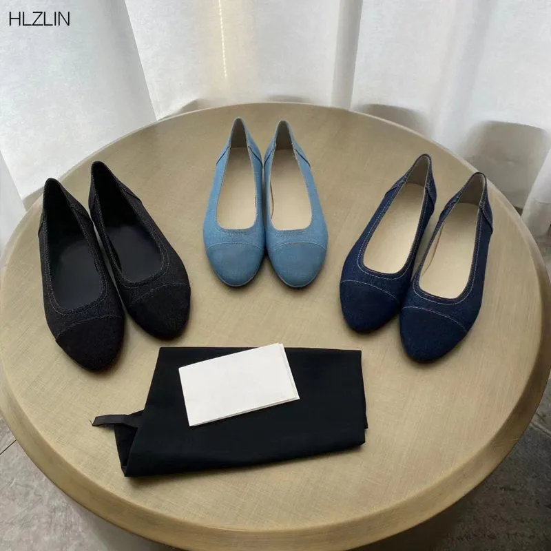 Elegant and comfortable ladies fashion shoes ladies single sole flats denim ballet flats size 34-42