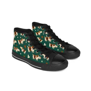 Green Basset Hound Women's Classic Sneakers