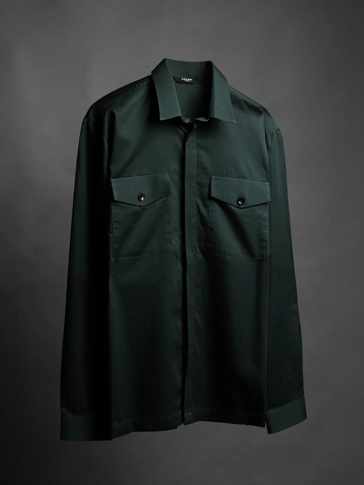 Green Fine Cotton Pockets Shirt