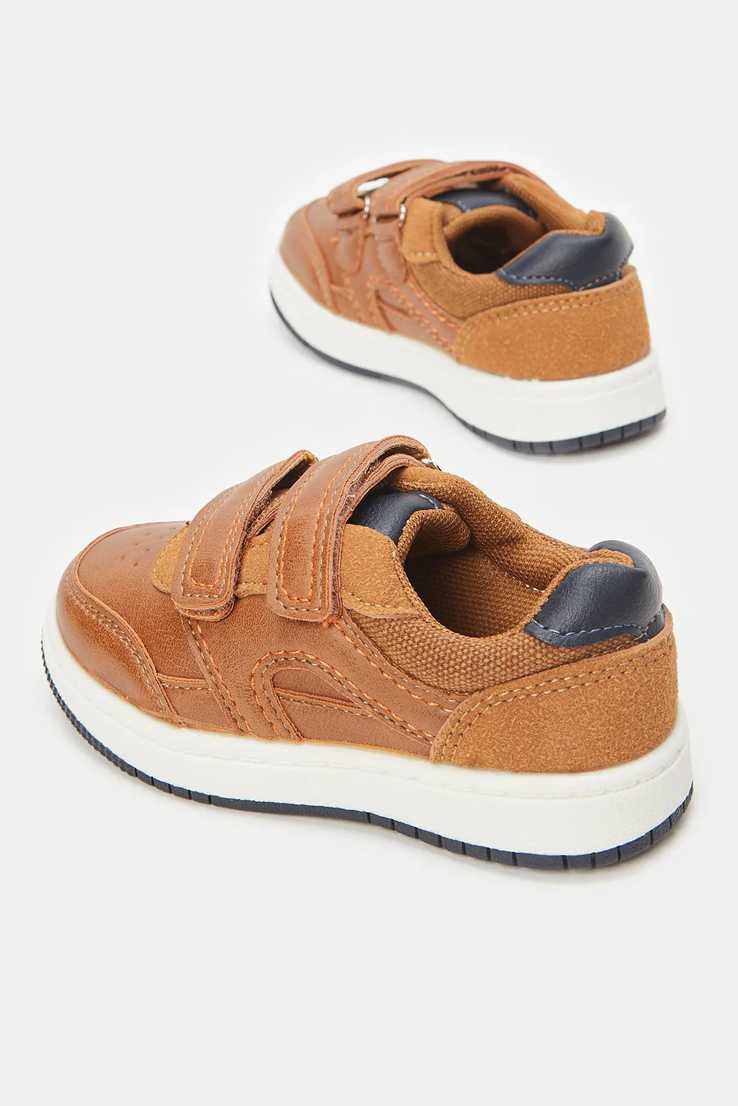 Infant Boys Brown Double Strap Sneakers