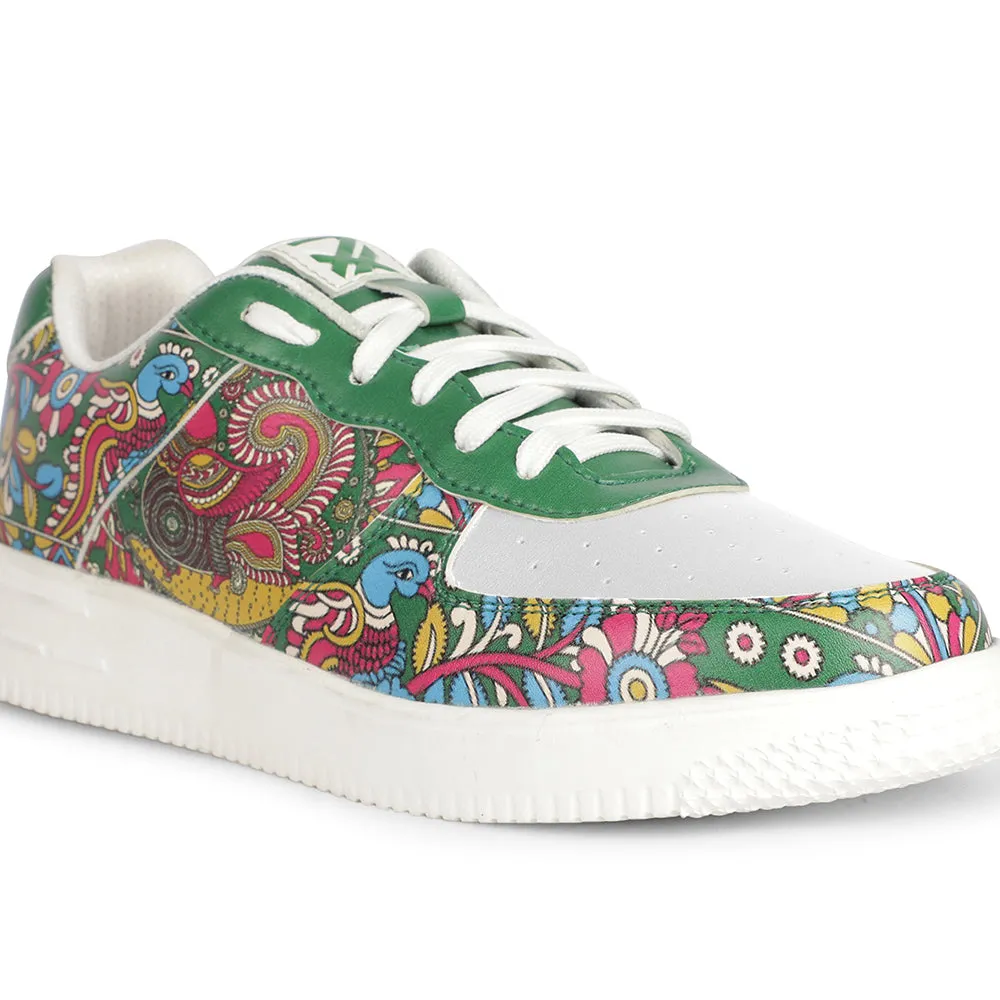 Leap7x Lacing White  Kalamkari Printed Casual Sneakers For Men MJH-M01 By Liberty