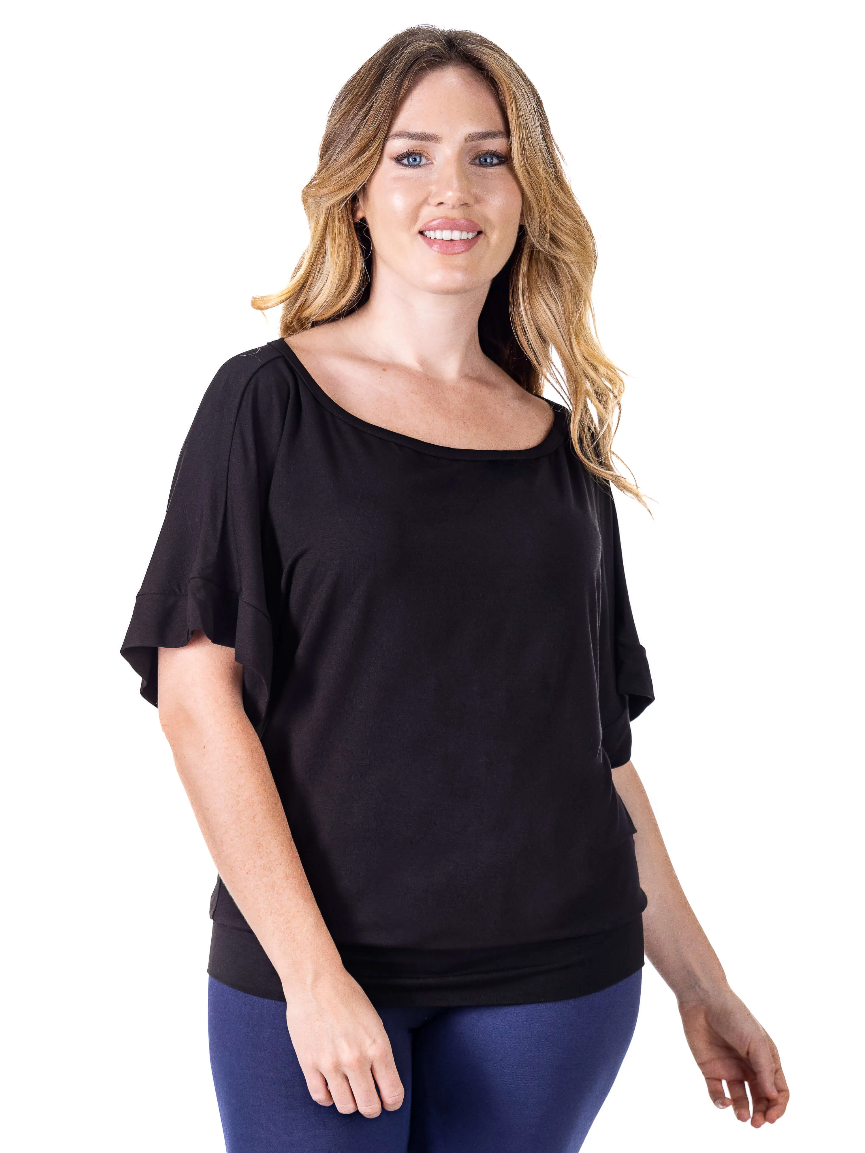 Loose Fit Dolman Top with Wide Sleeves