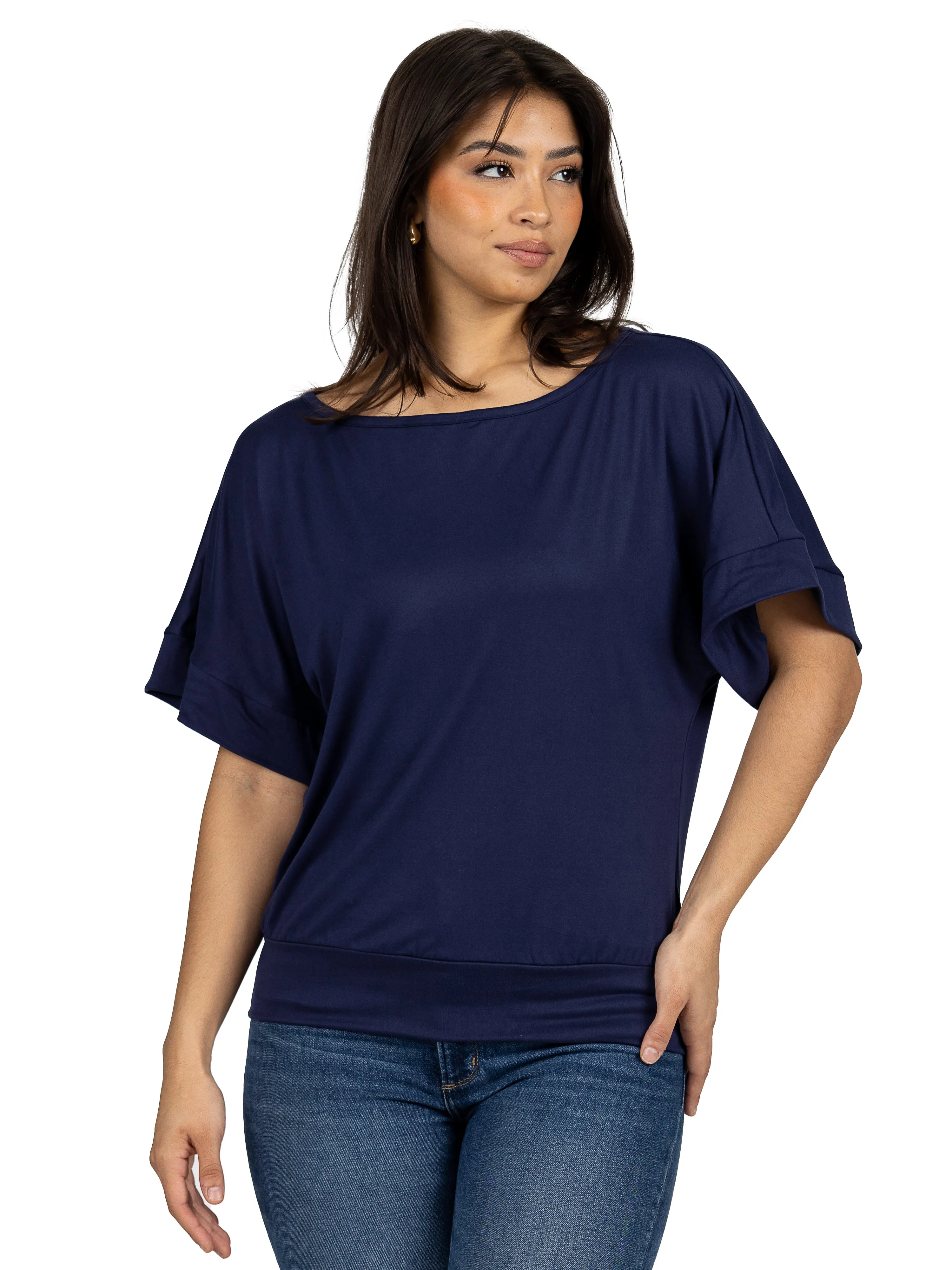 Loose Fit Dolman Top with Wide Sleeves