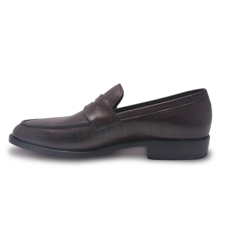 Men Brown Penny Loafer Slip-On Genuine Leather Shoes