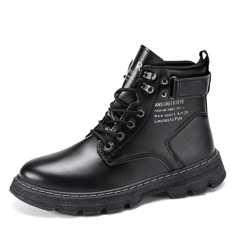 Men's Casual Vegan Leather Boots with Lace Up and Buckle Closure | Ideal for All Seasons