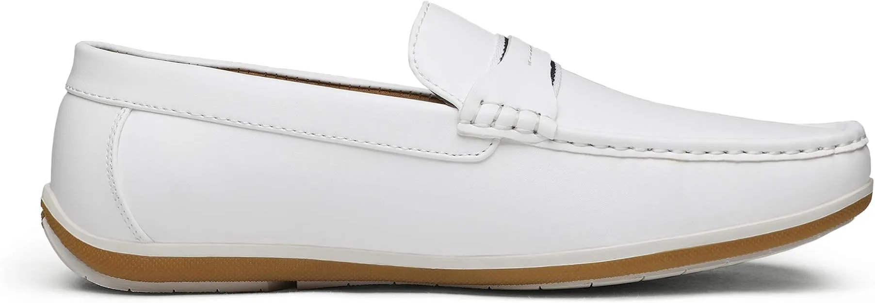 Men's Italian Style White Vegan Leather Moccasin Loafers