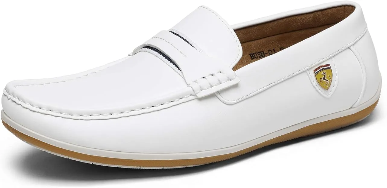 Men's Italian Style White Vegan Leather Moccasin Loafers