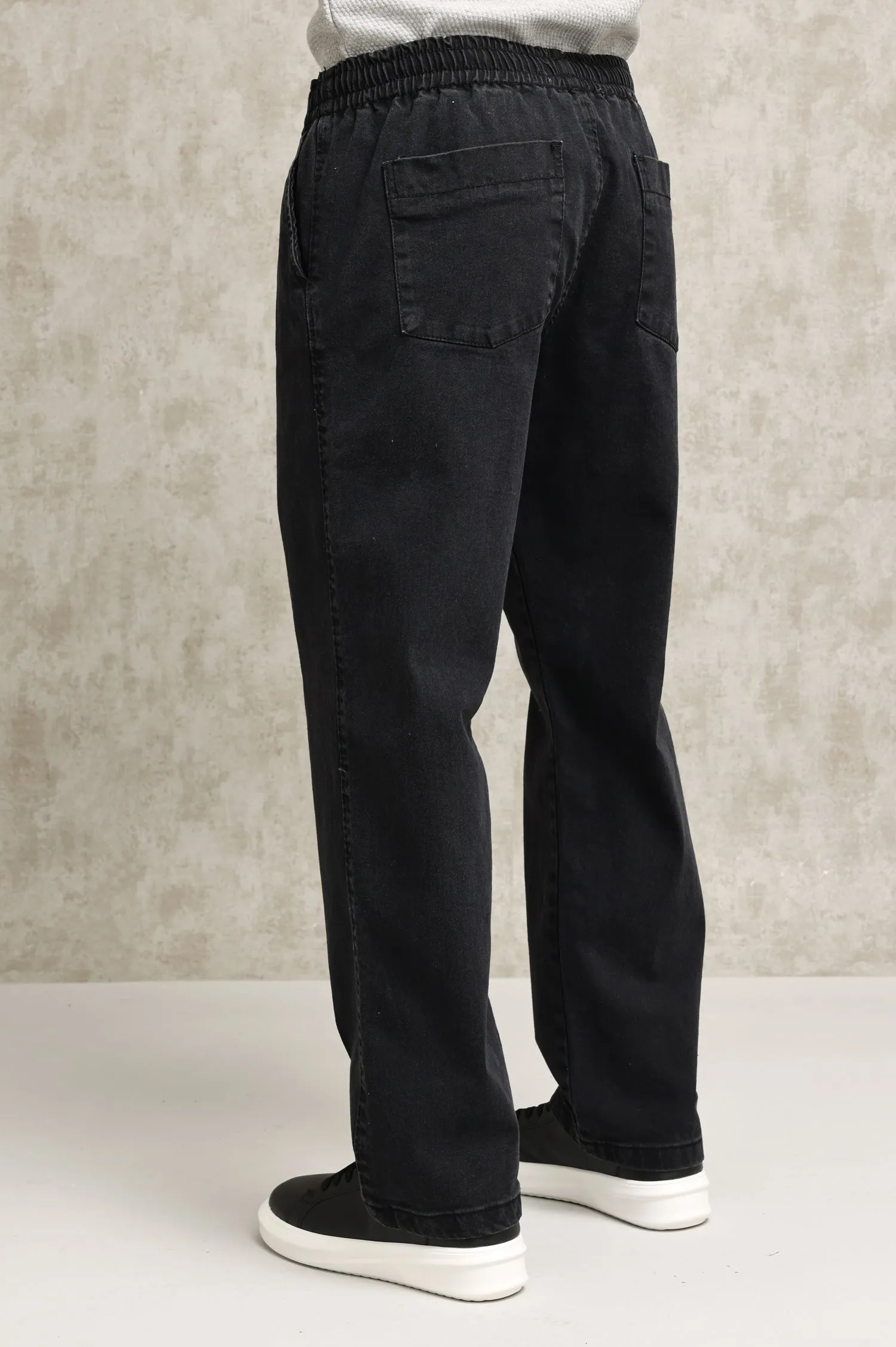 MODERN STRETCH-DENIM JOGGERS-BLACK