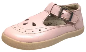 Old Soles Girl's Tea Shoe Pink Leather T Strap Buckle Mary Jane Shoe