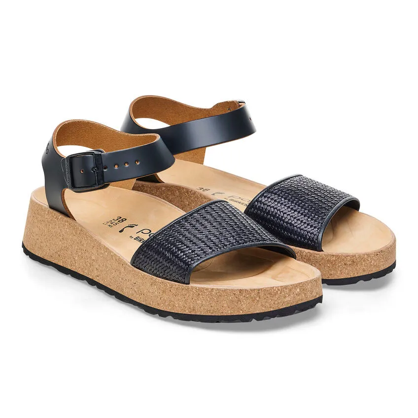 Papillio by Birkenstock Glenda Black Raffia Leather Sandal