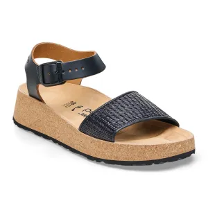 Papillio by Birkenstock Glenda Black Raffia Leather Sandal