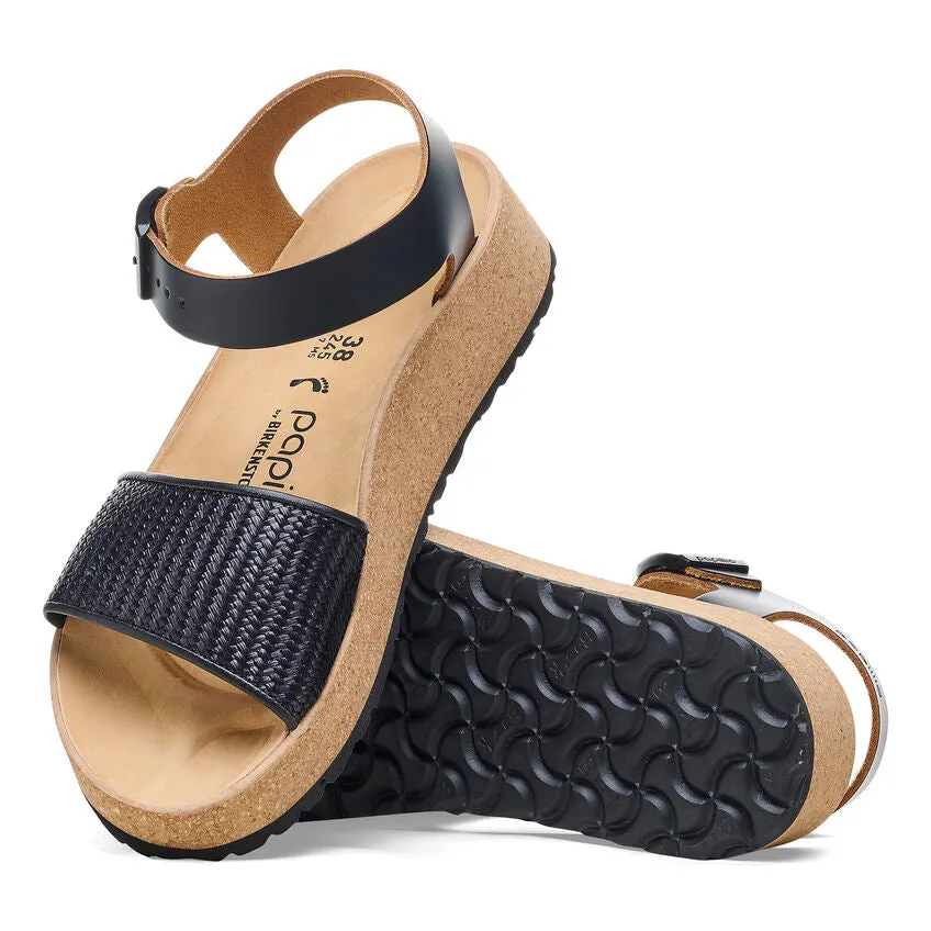 Papillio by Birkenstock Glenda Black Raffia Leather Sandal