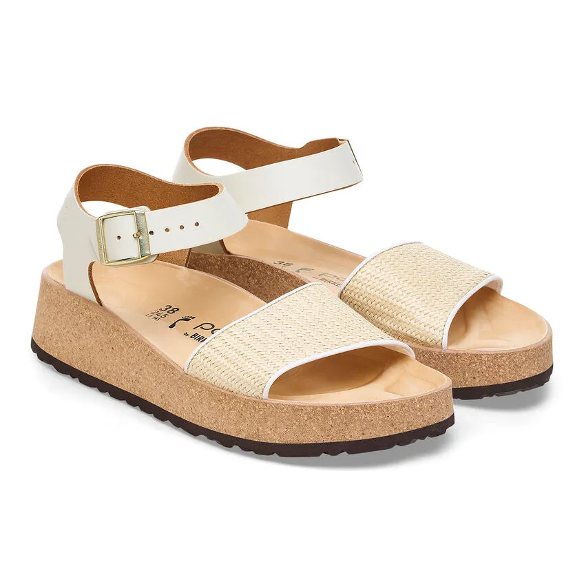 Papillio by Birkenstock Glenda White Raffia Leather Sandal