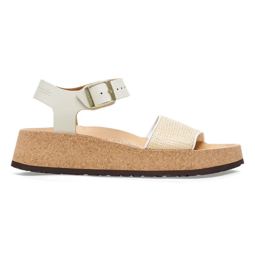 Papillio by Birkenstock Glenda White Raffia Leather Sandal