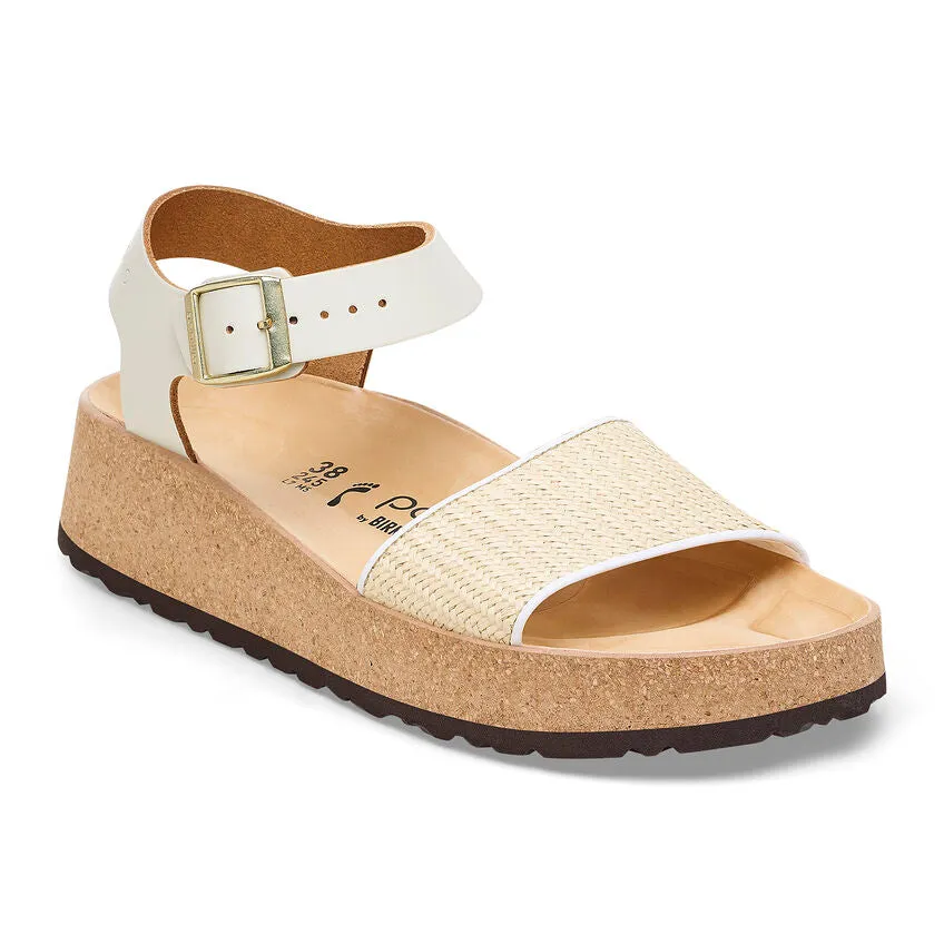 Papillio by Birkenstock Glenda White Raffia Leather Sandal