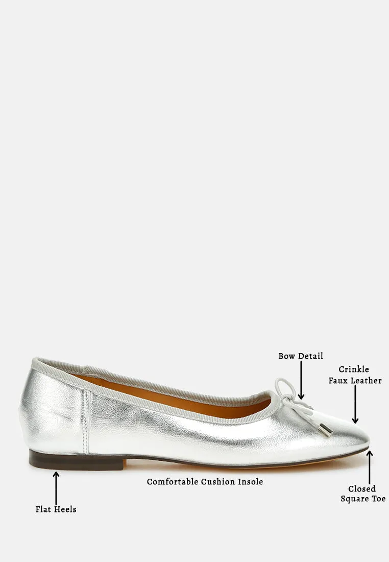 Primrose Metallic Pleather Bow Ballerinas