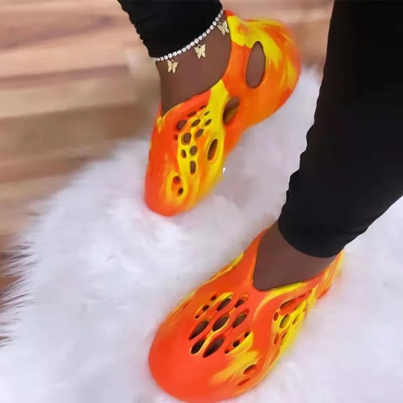 Purpdrank - Orange Fashion Casual Hollowed Out Tie-dye Comfortable Flats Shoes