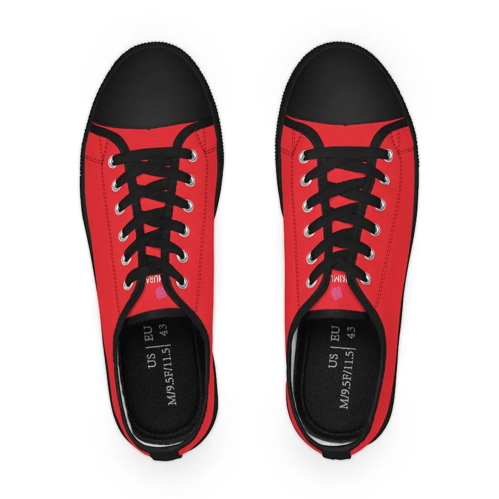 Red Color Men's Low Top Sneakers, Modern Must Have Essential Solid Color Tennis Shoes For Men