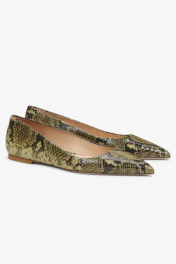 Rowan Flat - Embossed Snakeskin :: Black / Olive