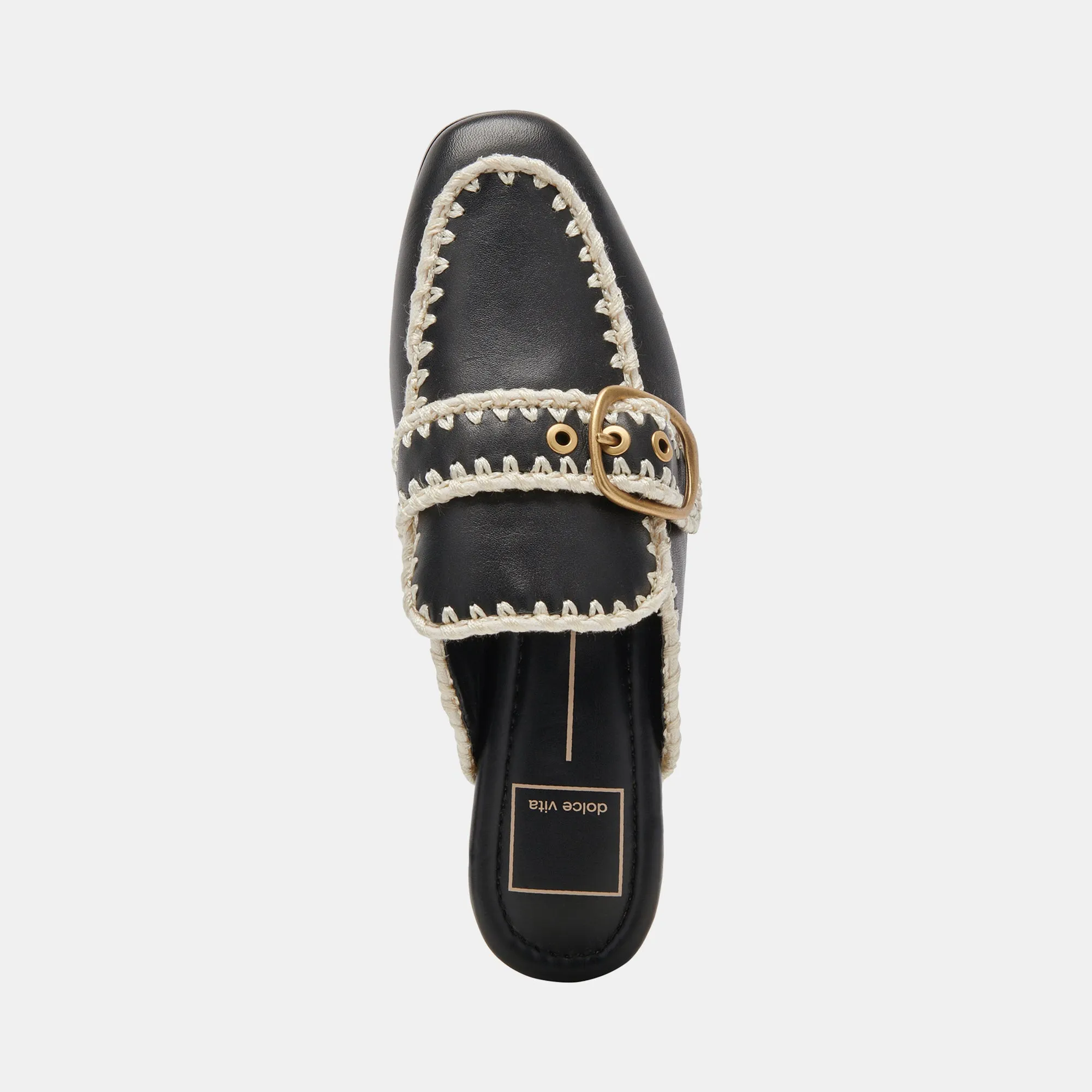 SANTEL STITCH FLATS BLACK LEATHER