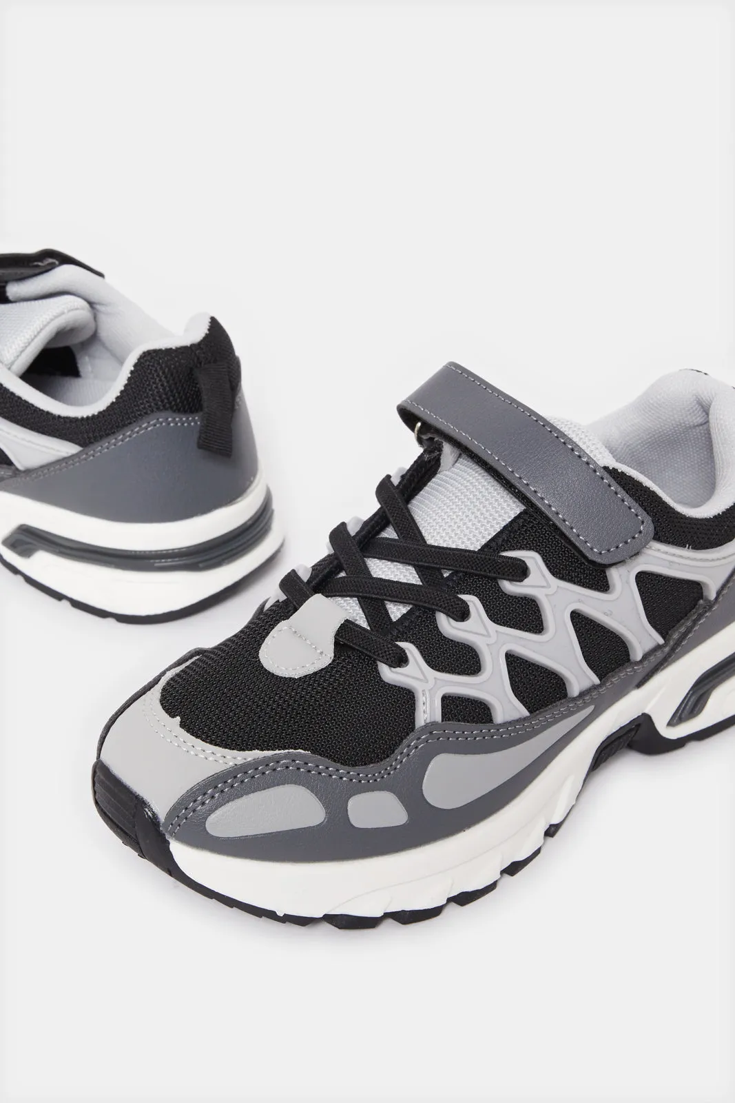 Senior Boys Grey Embellished Sneakers