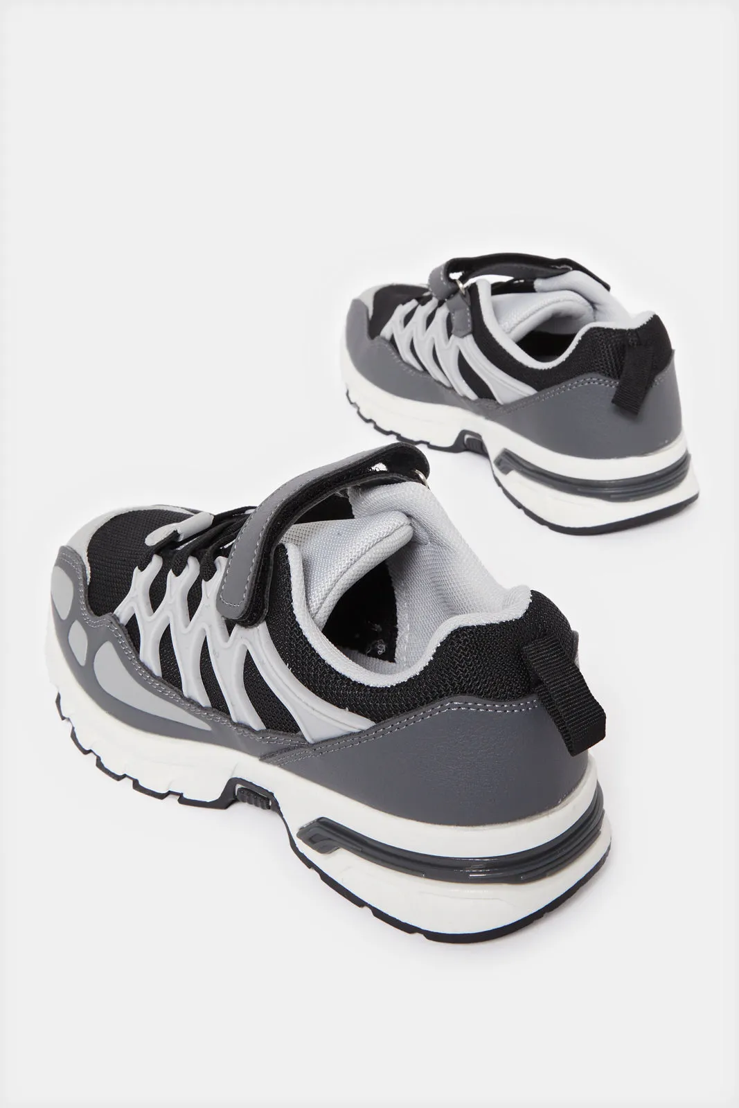 Senior Boys Grey Embellished Sneakers