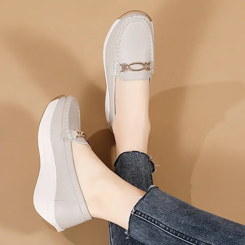 Summer Walking Arch Support Orthopedic Platform Loafer Shoes For Women