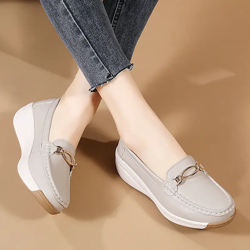 Summer Walking Arch Support Orthopedic Platform Loafer Shoes For Women