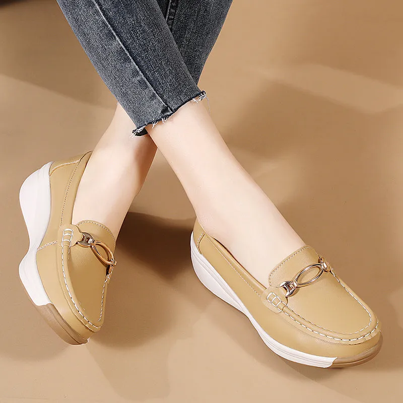 Summer Walking Arch Support Orthopedic Platform Loafer Shoes For Women