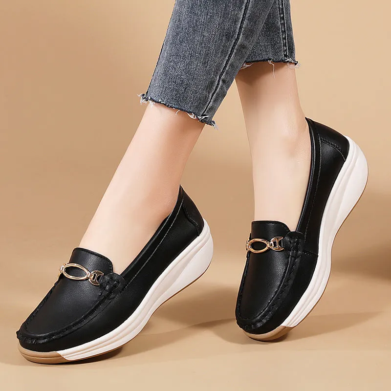 Summer Walking Arch Support Orthopedic Platform Loafer Shoes For Women