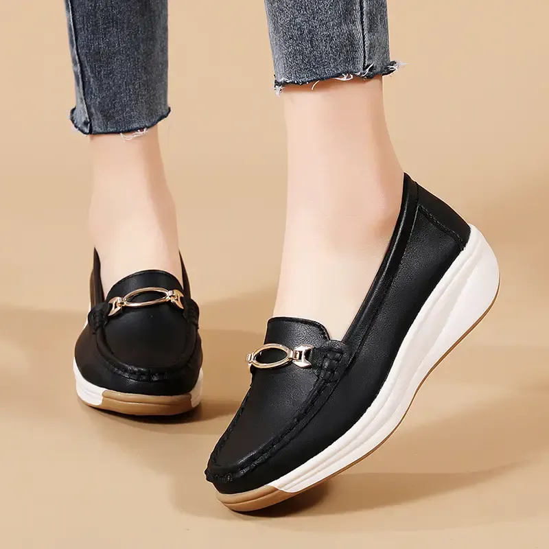 Summer Walking Arch Support Orthopedic Platform Loafer Shoes For Women