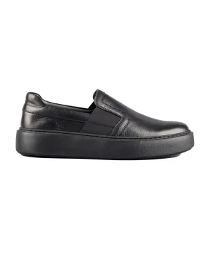 T-Integra Black Genuine Leather Men's Sports Sneaker Shoes