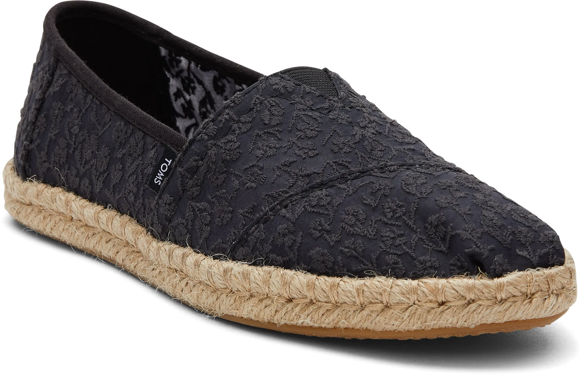 Toms Women Alpargata Rope Black Posy Lace