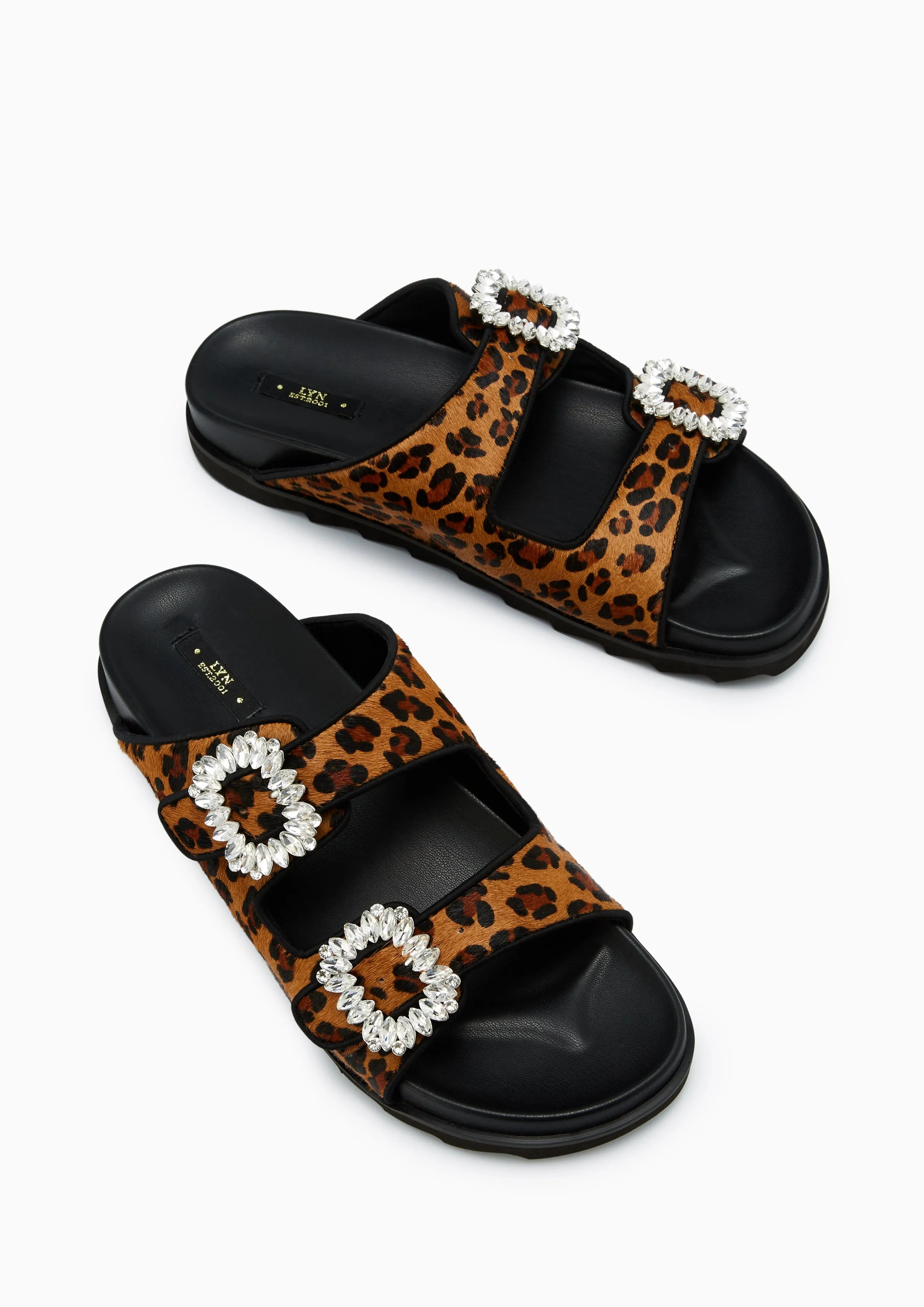 Veeni Leopard Flat Sandals Multi