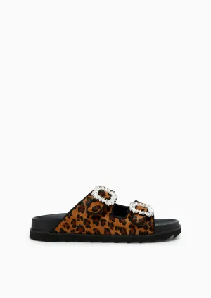 Veeni Leopard Flat Sandals Multi