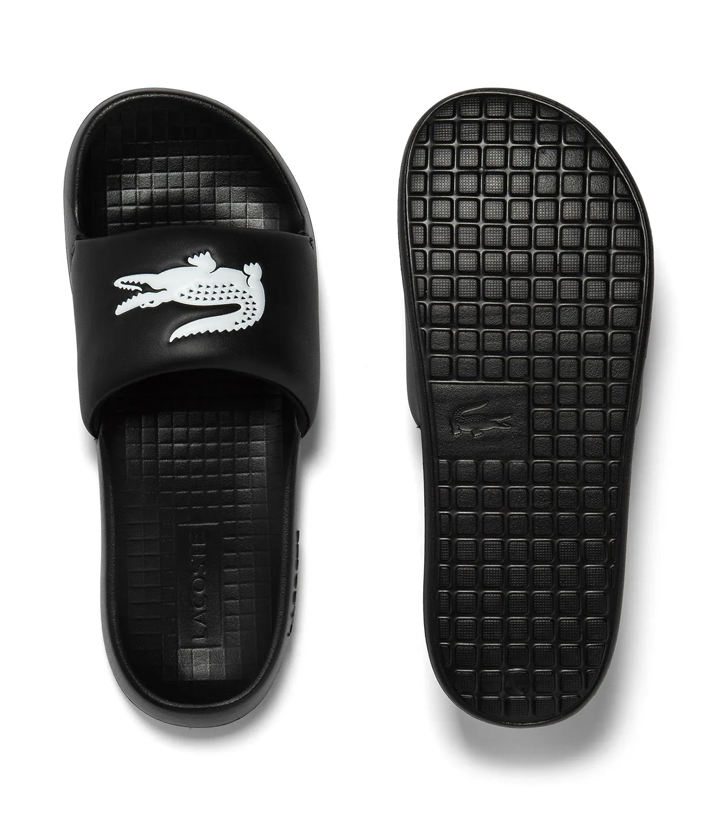 Women's Lacoste Croco 1.0 Synthetic Slides Black/White