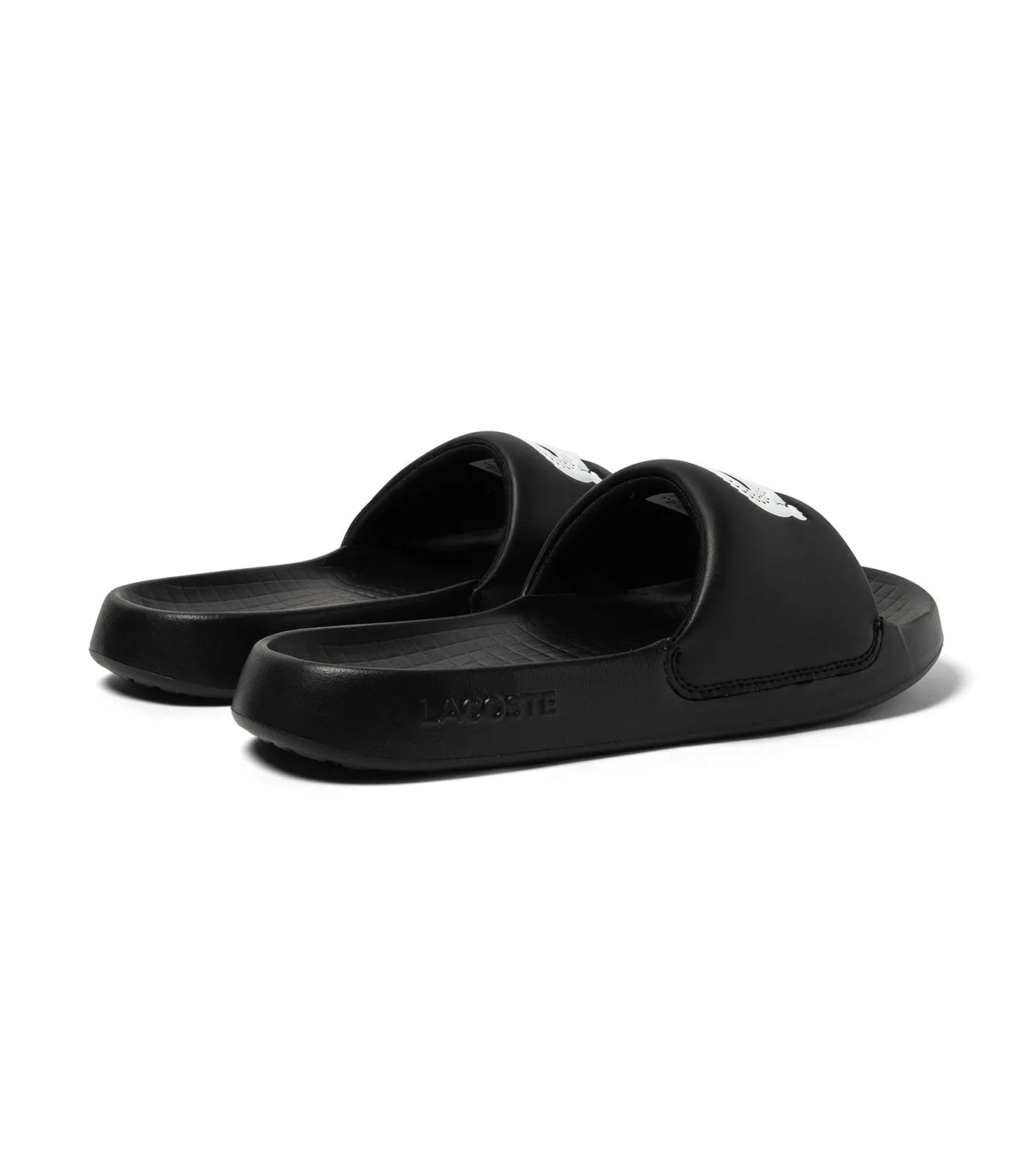 Women's Lacoste Croco 1.0 Synthetic Slides Black/White