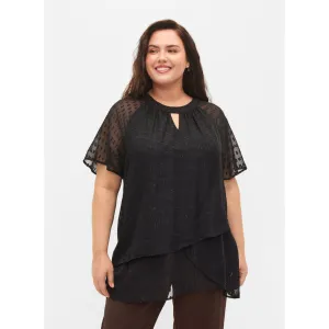 Zizzi Patterned Chiffon Blouse in Black